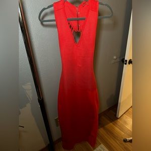 Red backless dress